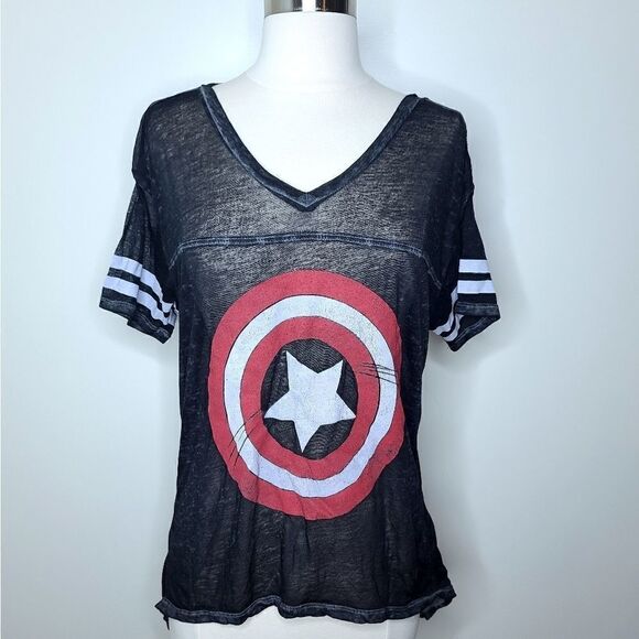 Marvel | Captain America Heather Baseball Tee - Picture 1 of 3